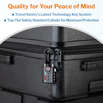 Forge TSA Approved Luggage Locks, Open Alert Cable Lock, Black, 4 Pack - color: Black 4 Pack