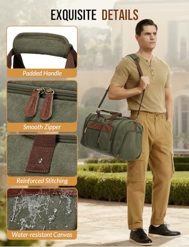 Canvas Duffle Bag for Travel 50L Expandable, Army Green - color: Army Green, size: Large 50 L