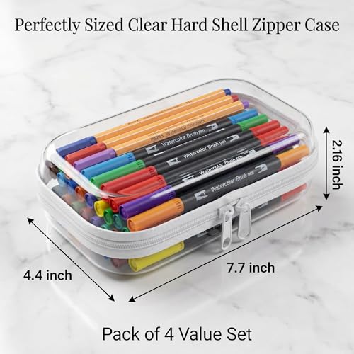 4 Pack Clear Hard Shell Zipper Case, Small Diaper Bag Organizer Pouches, Heavy Duty Crush-Proof Clear Zipper Pouches for Purse & Tote, Travel Makeup Bag for Toiletries, Electronics, Toys - size: 4S(4.5×8")