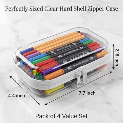 4 Pack Clear Hard Shell Zipper Case, Small Diaper Bag Organizer Pouches, Heavy Duty Crush-Proof Clear Zipper Pouches for Purse & Tote, Travel Makeup Bag for Toiletries, Electronics, Toys - size: 4S(4.5×8")