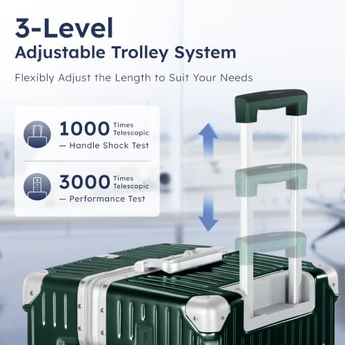ALPHA CAMP Trunk Luggage 28 Inch with Aluminum Frame Zipperless Suitcase - color: Green, size: 28 Inch