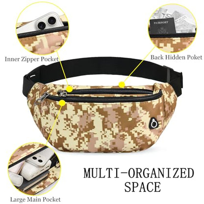 Fanny Pack for Women Men,Crossbody Water Resistant Sports Waist Bag Pack - color: 1pack-browndigital
