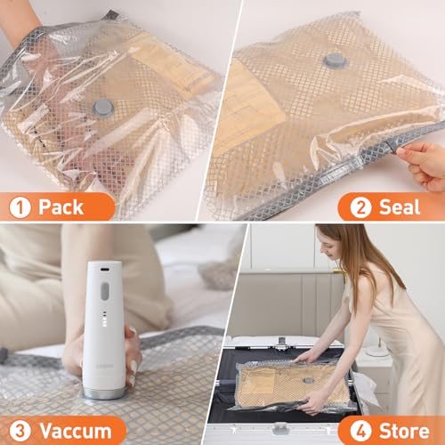 Vacuum Storage Bags for Travel with Cordless Electric Pump, 15 Pack - size: 15 Combo Travel Size