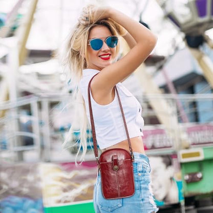 S-ZONE Small Crossbody Bags for Women Trendy RFID Blocking Cell Phone Purse - color: Red