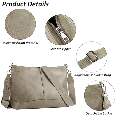 TANTOMI Crossbody Bags for Women Vegan Leather Travel Purses and Handbag - color: Mud Brown