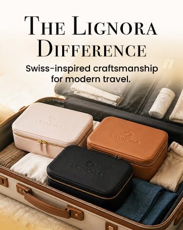 Luxury Travel Jewelry Organizer for Men & Women, Large Customizable Case - color: Brown