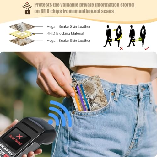 Slim Credit Card Holder Vegan Snake Skin Wallet Women Thin Wallets - color: A Brown Snake