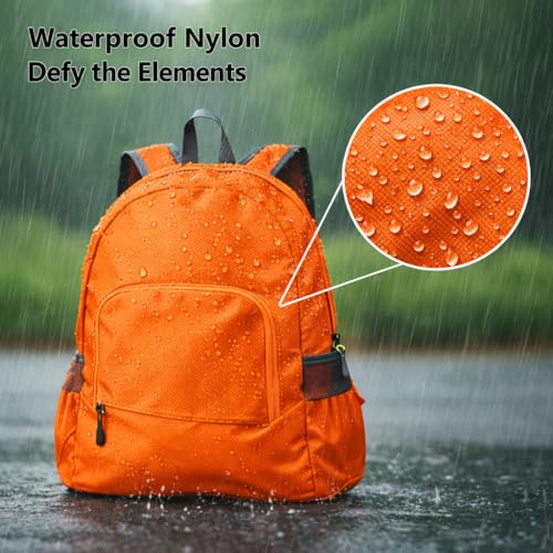 Haneulbit Foldable Backpack, Lightweight Backpack and Waterproof Backpacks for Travel and Hiking - color: Orange