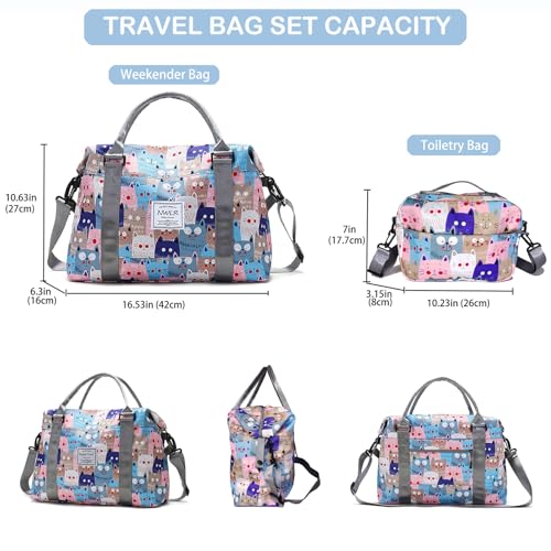 Travel Duffle Bag Weekender Overnight Gym Bag for Women, Cute Dinosaur Set - color: Cute Dinosaur Set