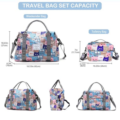 Travel Duffle Bag Weekender Overnight Gym Bag for Women, Cute Dinosaur Set - color: Cute Dinosaur Set
