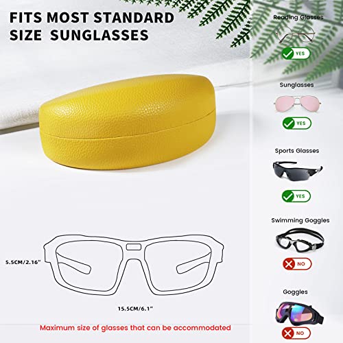 molshine Hard Shell Sunglasses Case,Classic Large Glasses Case for Sunglass,Eyeglasses with Cleaning Cloth,Pouch - color: Lemon Yellow