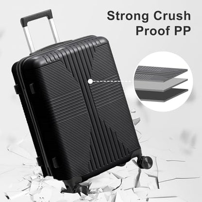 Karl home PP Hard Case Luggage Sets 5 Piece, Black, 12/16/20/24/28" - color: Black, size: 5 Piece Set (12in/16in/20in/24in/28in)