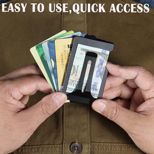 Minimalist Slim Wallet for Men,RFID Blocking Metal Wallet,Aluminum Credit Card Holder & Money Clip 12-15 Cards,Slim Rfid Front Pocket Mens Wallet - color: A2 Redline-American Flag Eagle