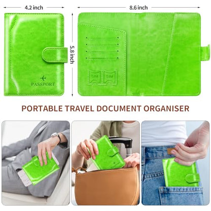 Passport Holder for Travel Essentials Wallet Cover Case Women Men Gift - color: D-Green