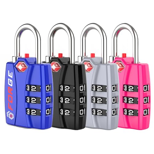 Forge TSA Approved Luggage Locks, Open Alert TSA Locks, 4 Colors #2, 4 Pack - color: All Colors 4PK #2