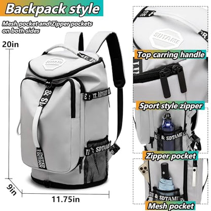 Gym Duffle Bag Backpack,4‑Way Waterproof with Shoe Compartment Travel Laptop - color: Grey