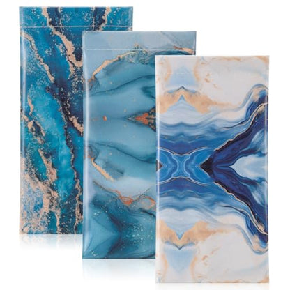 TRIUMPH VISION Eyeglass Case Glasses Case Soft Sunglass Pouch Sleeve 3 Pack - color: Pu Leather Marble White Blue Gold