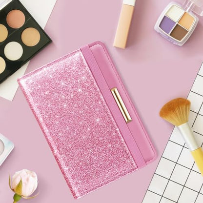 Coco Rossi Passport Holder for Travel Women Slim RFID Passport Cover Wallet - color: Glitter Dark Pink