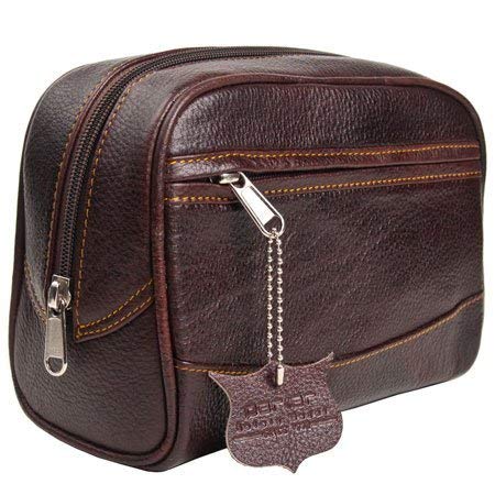 Parker Men's Travel Toiletry Bag, Handmade Buffalo Leather Dopp Kit