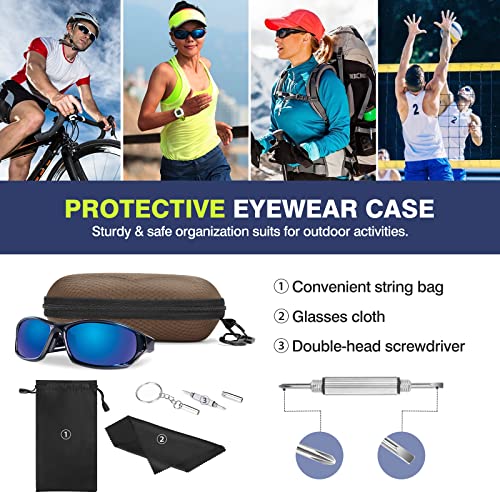 MoKo Semi Hard Shell Sunglasses Case, Unisex Protective Eyeglass Case Glasses Case Holder with Metal Hanging Hook - color: Coffee-eva, size: 1개입
