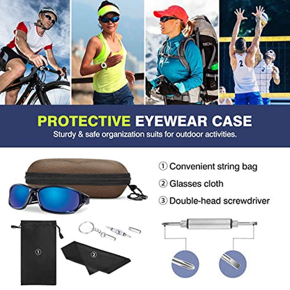 MoKo Semi Hard Shell Sunglasses Case, Unisex Protective Eyeglass Case Glasses Case Holder with Metal Hanging Hook - color: Coffee-eva, size: 1개입