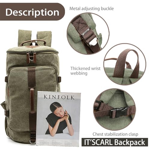 Men's backpack with large capacity, Fashionable travel style, Outdoor hiking bag, Business leisure waterproof backpack, Laptop backpack(green) - color: Green