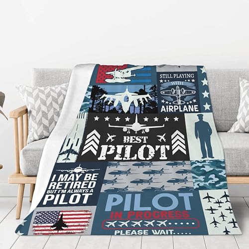 Pilot Throw Blanket Aviation Gifts for Men Adults Teen Boys - color: Pilot, size: 40” x 50“