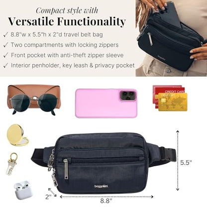 Baggallini Securtex Anti-Theft Belt Bag - color: French Navy