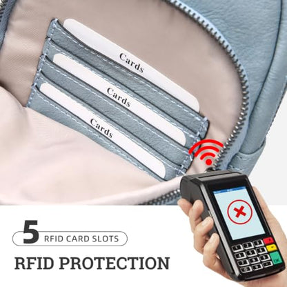 Leather Crossbody Bags for Women Small Anti Theft Sling Purse - color: Light Blue