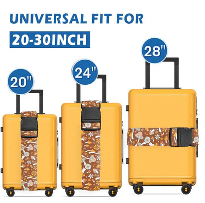 Luggage Straps for Suitcases Travel Belt Accessories, Cute Suitcase Strap, Adjustable Luggage Belt Strap, Heavy Duty with Quick-Release Buckle Luggage Strap Cute Boho Mushrooms - color: Cute Boho Mushrooms