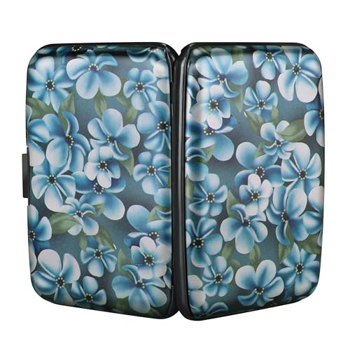 ELFISH RFID Aluminum Wallet Credit Card Protector Case Holder for Men Women - color: Cute Flowers