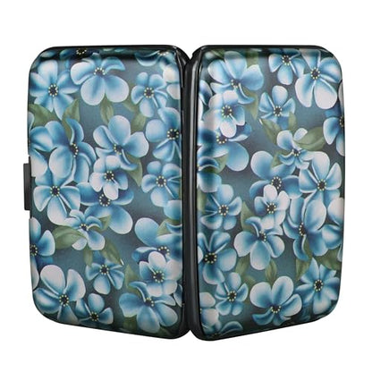 ELFISH RFID Aluminum Wallet Credit Card Protector Case Holder for Men Women - color: Cute Flowers