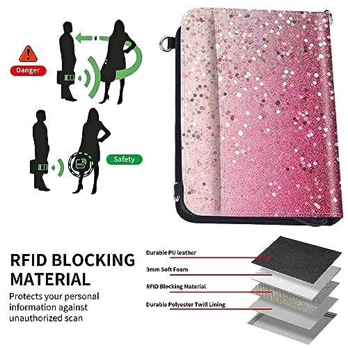Family Passport Holder Wallet,Pink Glitter - color: Pink Glitter