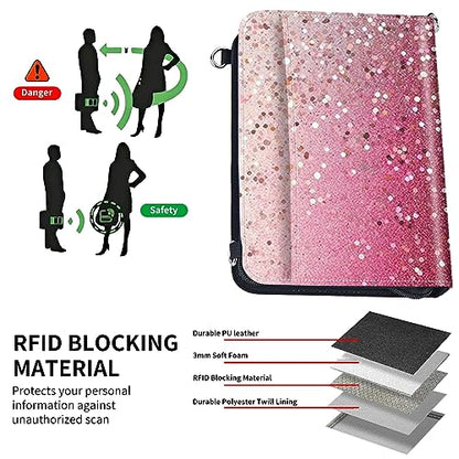 Family Passport Holder Wallet,Pink Glitter - color: Pink Glitter