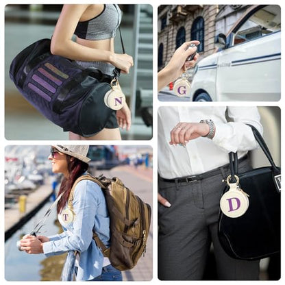 Mini Initial Travel Jewelry Case Ring Holder Gifts for Women Girls - color: Beige, size: Leather-N