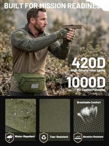 Tactical Fanny Pack with Gun Holster, CCW Waist Bag for Men - color: Green