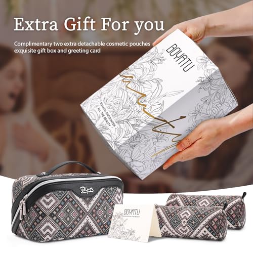 BOYATU Travel Makeup Bag Organizer: Boho Large Capacity Cosmetic Bag Sets - color: 10-Black