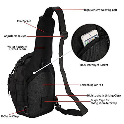 Tactical Shoulder Bag,1000D Outdoor Military Sling Daypack Backpack - color: 2 Pack Tan and Black
