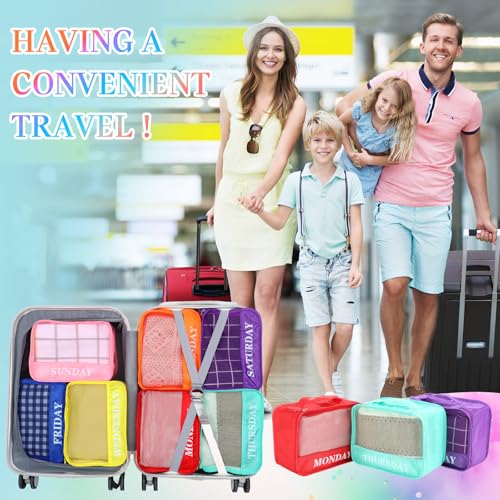 15 Pcs Day of Week Packing Cubes Travel Kids, 9x7x3inch, Rainbow - color: Rainbow, size: 9x7x3inch