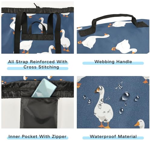 Ducks Navy Blue Laundry Bag Backpack Washable Large Enough Dirty Clothes Organizer for Vacation Road Trip Essentials Dorm - color: Ducks Navy Blue