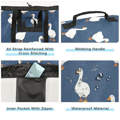 Ducks Navy Blue Laundry Bag Backpack Washable Large Enough Dirty Clothes Organizer for Vacation Road Trip Essentials Dorm - color: Ducks Navy Blue