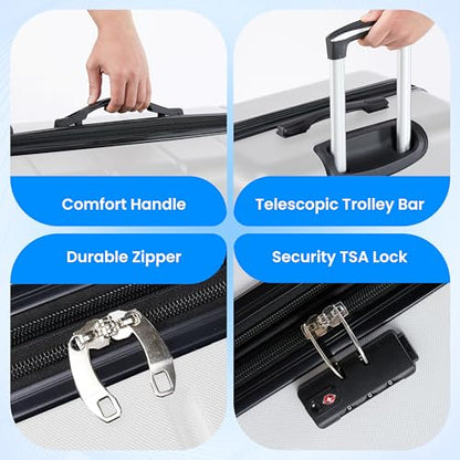 Simple Deluxe 28 Inch Hardside Carry On Luggage, Suitcase with Double Spinner Wheels & TSA Lock, Hard Shell Suitcase, Expandable Rolling Lightweight Luggage, White - color: White, size: 28 inch