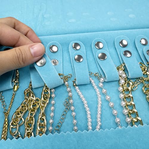 UnionPlus Travel Necklaces Roll Organizer Anti-Tangle River Blue - color: River Blue, size: Medium