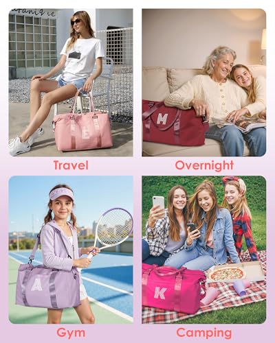 Initial Travel Duffel Bag, Sports Bag, Personalized Weekender Bags - color: Purple, style: L*