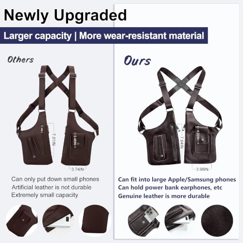 Double Shoulder Armpit Bag Leather Anti-Theft Holster Underarm Bag（Brown） - color: Brown1