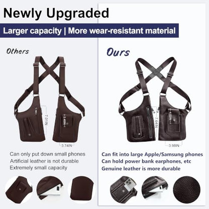 Double Shoulder Armpit Bag Leather Anti-Theft Holster Underarm Bag（Brown） - color: Brown1