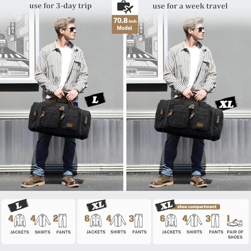 Gonex Duffle Bag for Travel, Expandable 60L Overnight Weekender Gym Bag - color: Dark Grey, size: X-Large-60l
