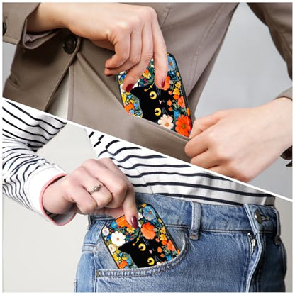 Card Holder Credit Cards Holder for Women RFID wallet women Business Card Holder Wallet Mini Aluminum Card Wallet RFID Blocking Slim Metal Hard Card for Women, Cute Black Cat - color: Cute Black Cat