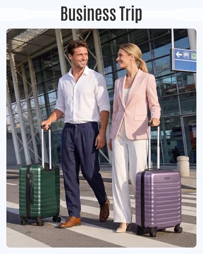 LIGHT FLIGHT Expandable 20" Carry On Luggage 22x14x9, TSA Lock, Pine Green - color: Pine Green