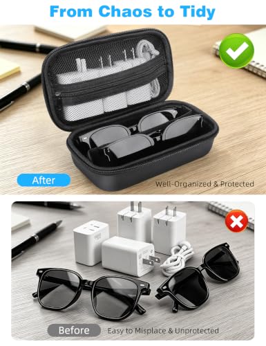 Jiunai Double Smart Glasses Case Zipper Travel Portable Organizer AI Glass - color: Black